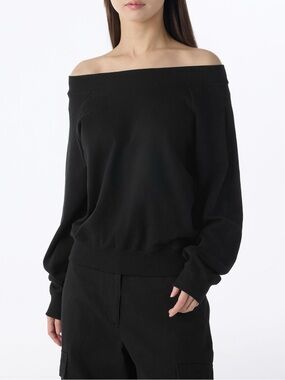Musinsa Standard Off Shoulder Black Women’s One Shoulder Sweatshirt Size Large